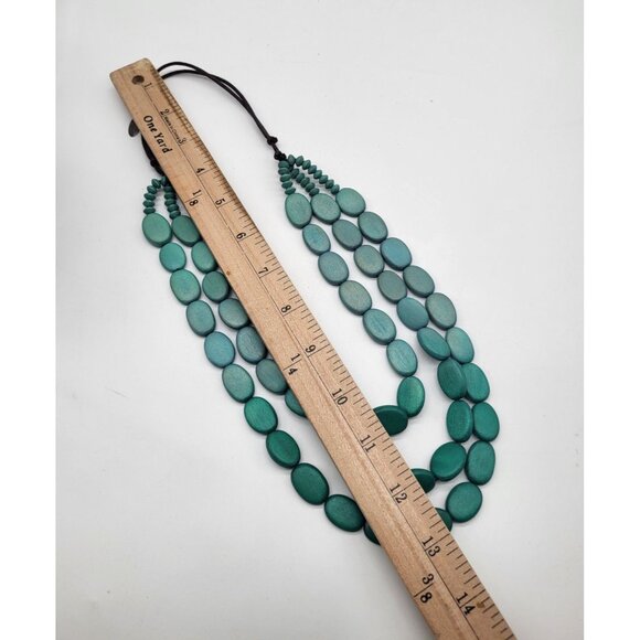 SYLCA DESIGNS Multi Strand Colorful Turquoise Wood Block Adjustable Necklace - Picture 4 of 6